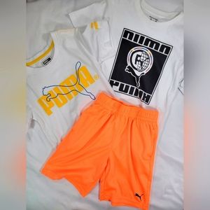 Puma T-shirts White and Orange PUMA Athletic Shorts. All size S